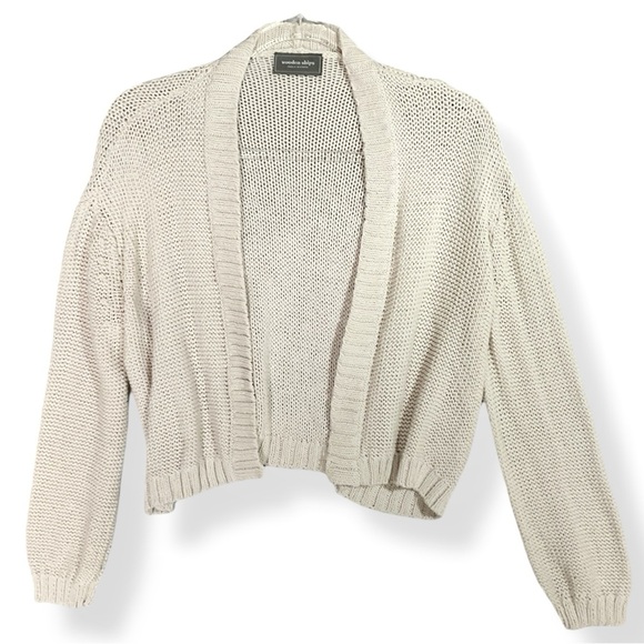 Wooden Ships Sweaters - Wooden Ships Cropped Open Cardigan Sweater Sz S Neutral Beige Minimalist